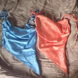 Set of Assymetrical Silky Tank Tops
